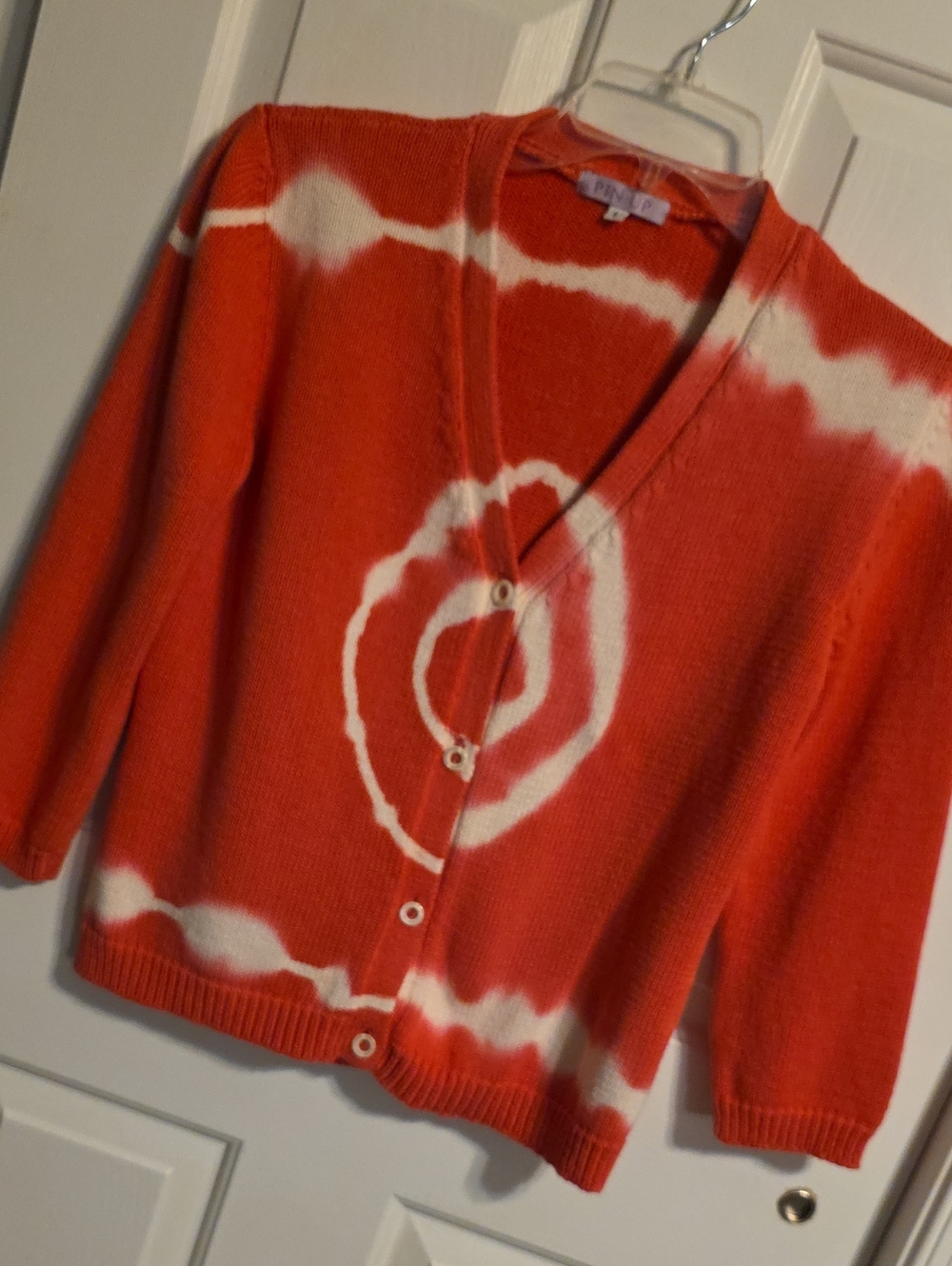 Pink and White Tie-Dye V-Neck Button Cardigan - Women's S017
